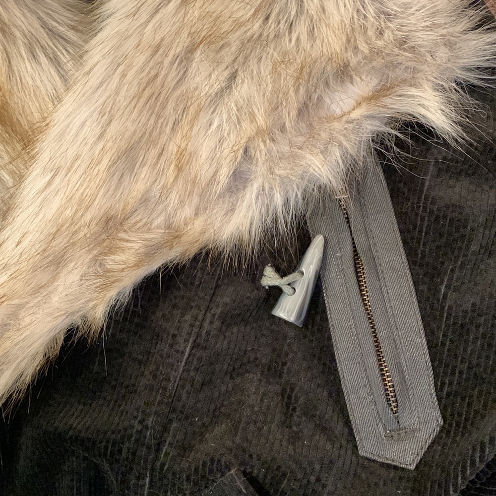 Free People Black Bomber Jacket with Faux Fur Collar - Picture 14 of 16